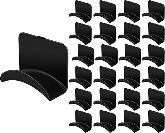 Wonderjune 12 Pcs Headphone Wall Hangers Adhesive Gaming Headset Holder Hooks for Wall Mount Strong Universal Stand Hooks for Most Headphone Controller, Hat, Baseball Caps, Door, Closet (Black)