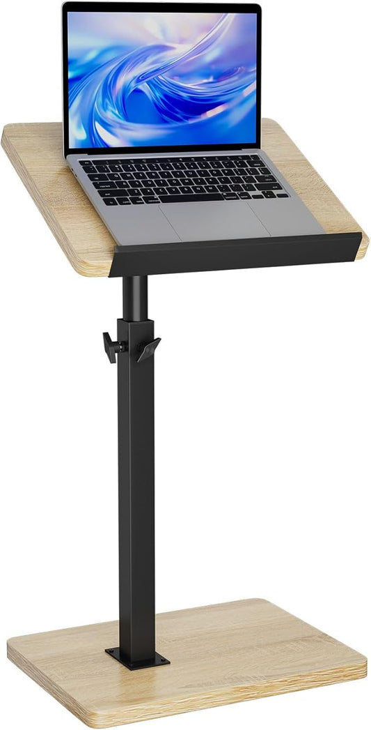 IBUYKE C Shaped Side Table, Angle Adjustable, 360° Swivel Height Adjustable End Table for Small Spaces, for Phone Computer & Tablet, Modern Small Coffee Snack Table for Sofa/Bed, Natural UTVT004R