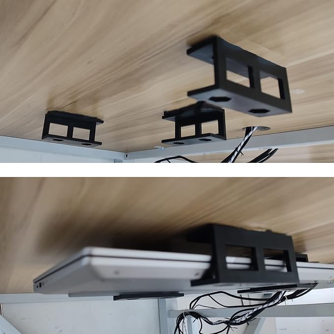 PIAOLGYI 3 Pcs Plastic Under Desk Laptop Holder Mount with Screw,Under Desk Laptop Mount Bracket,Add On Under Table Laptop/Keyboard Storage（3 Pcs）