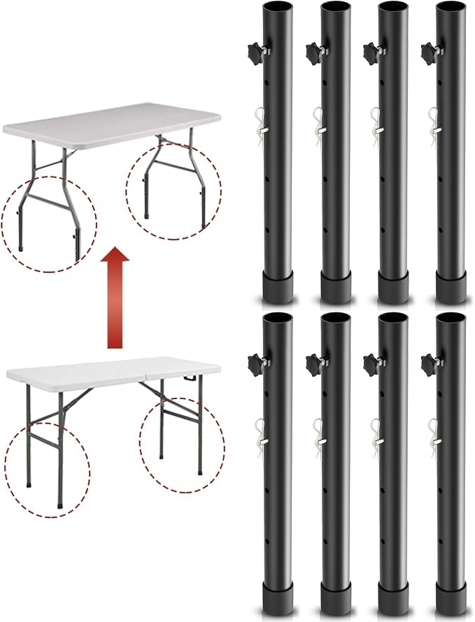 8-Pack Folding Table risers, Dural Folding Table Leg Extensions 4 Levels/Heights Table Leg Extenders 3.6in | 6.77in | 10in | 13in-All for Treating Your Back Pain