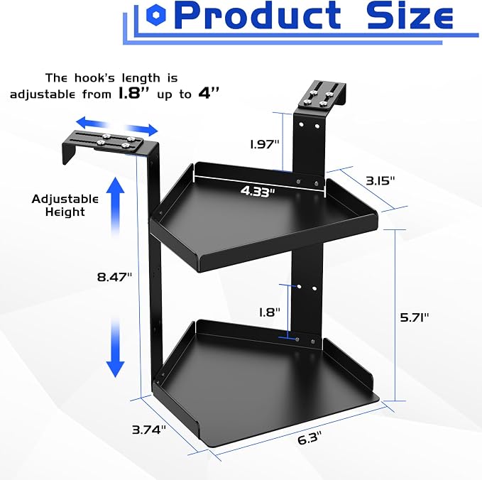 6in Office Cubicle Corner Shelf with Hooks Adjustable More Holes for Greater Durability & Thickness Cubicle Shelf Hanging