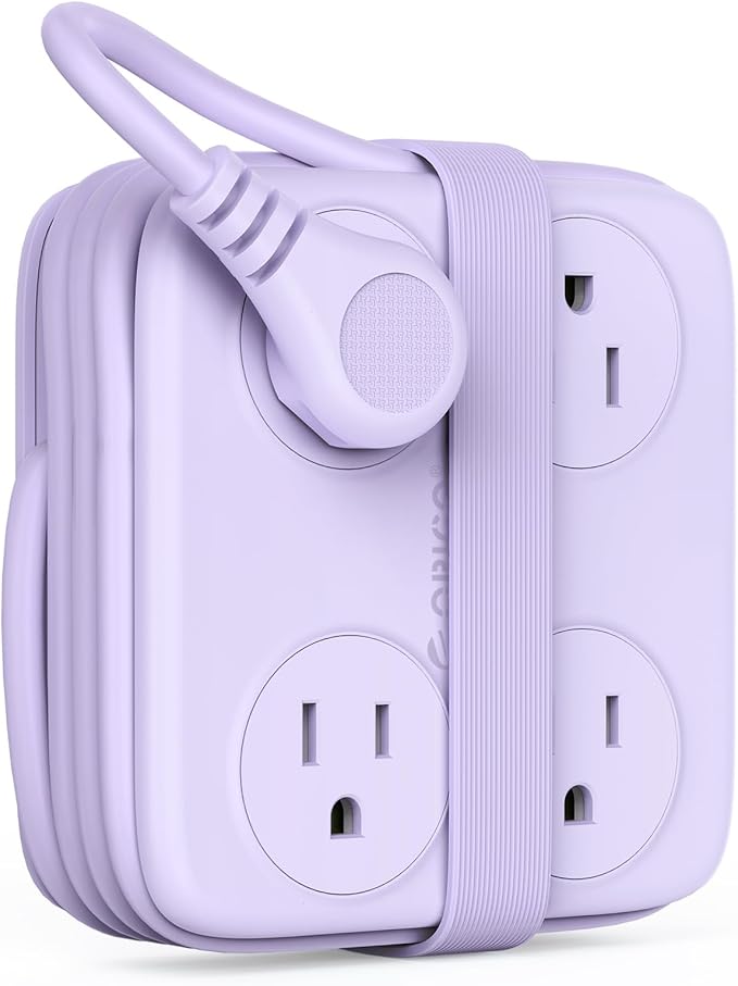 5 Ft Extension Cord with 3 USB Ports, ORICO Power Strip for Desktop, 4 Side Outlet Extender(8 AC) & Flat Plug, 11 in 1 Charging Station for Home/Office/Dorm - AP3 PRO