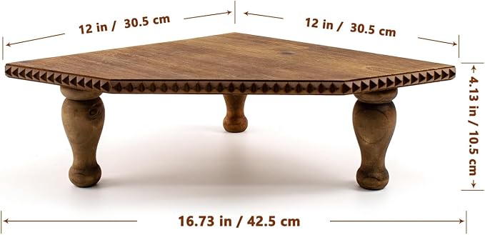 BONNY DODO Wood Vintage Brown Corner Pedestal Stand, Rustic Decorative Riser for Display, Farmhouse Wood Corner Counter Shelf with Cube for Kitchen, Bathroom, Dressing, Table (Brown)
