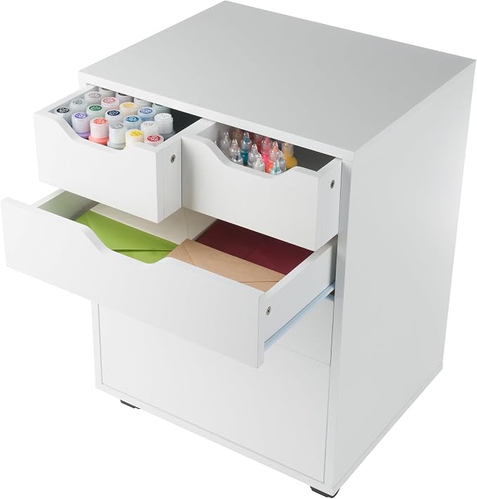 Winsome Halifax Mobile Storage Cabinet with 5 Drawers in White, Stylish & Functional Home Storage Cabinet for Filing, Kitchen Organization, Moveable Furniture for Office, Dorms, Apartments