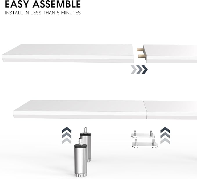 Fenge 39.4 Inch Dual Monitor Stand, Height Adjustable Monitor Riser Stand for Desk, Wooden & Steel Monitor Shelf for 2 Computers up to 99lbs, Stable Desk Organizer for PC Laptop TV, White