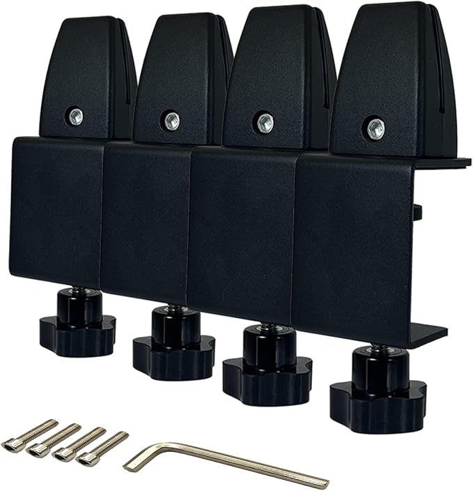 4-Pack Adjustable Aluminum Desk Clamps - Fits 1/8" to 51" Panels, Black Plexiglass/Privacy Screen Clips for Office Dividers & Sneeze Guards