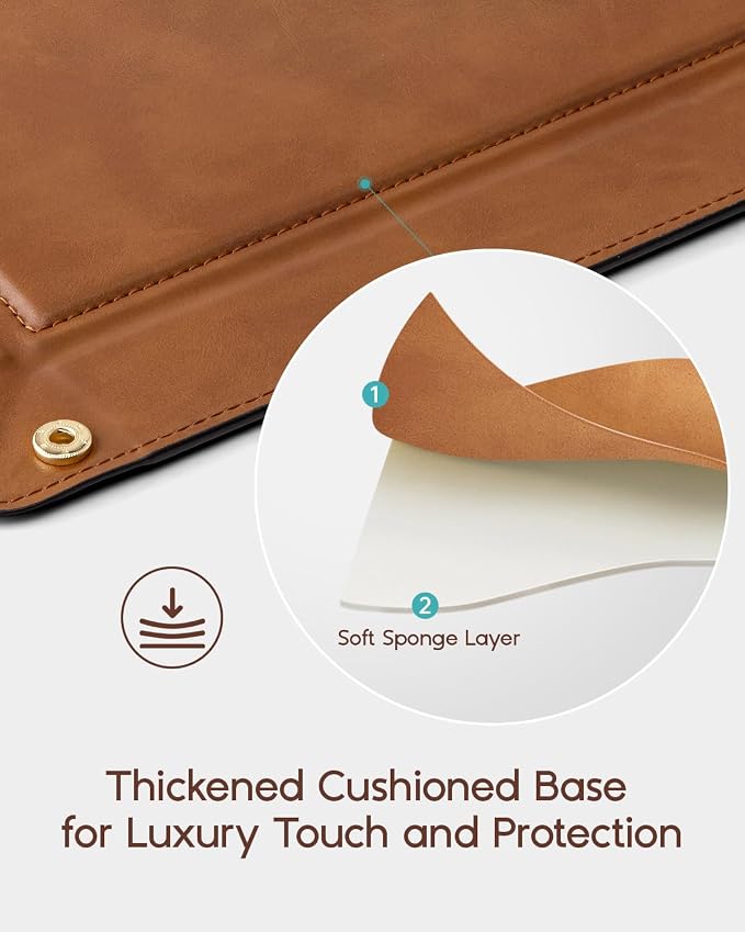 VLANDO Valet Tray Organizer, PU Leather Catchall Tray for Travel | Foldable valet tray for travel, hotel stays and daily carry items like keys, wallet, watch, jewelry and headphones