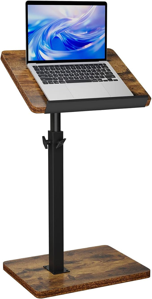 IBUYKE C Shaped Side Table, Angle Adjustable, 360° Swivel Height Adjustable End Table for Small Spaces, for Phone Computer & Tablet, Modern Small Coffee Snack Table for Sofa/Bed, Brown UTVT004H
