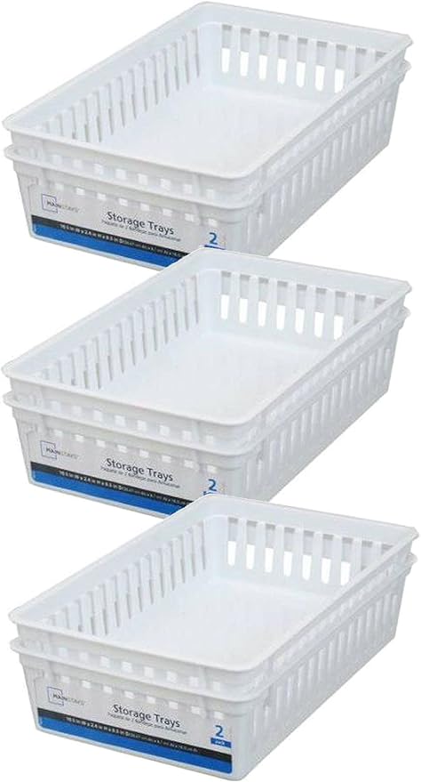Basic White Storage Trays (6, Rectangle) by Mainstay