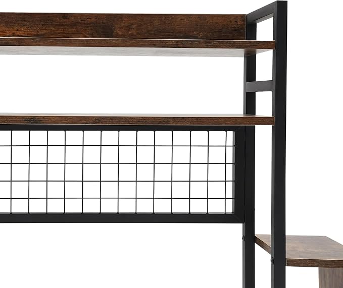 CNCEST Desktop Bookshelf, Multipurpose Countertop Display Shelf, Bookcase Organizer for Dorm Office Home (Black and Brown)