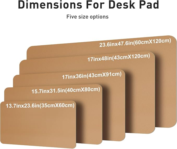 Aothia Faux Leather Desk Mat, Waterproof Desk Pad (Khaki, 23.6" x 13.7") | One large surface for your keyboard, laptop and mouse, reducing desktop clutter without a separate mouse pad