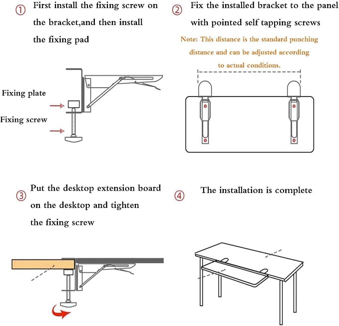 Ergonomic Desk Extension Shelf No Drill Computer Stand Curved Home OfficeWhite 70 x 25 cm - Space-Saving Adjustable Modern Design