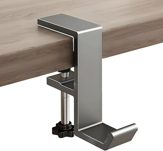 Headphone Stand - Aluminum Alloy Headphone Holder, Under Headset Stand for Desk Fit for PC Gaming Headset Hanger Hook Suitable for Office, Computer, Student Class Desk, Handmade Creator Table (Grey)