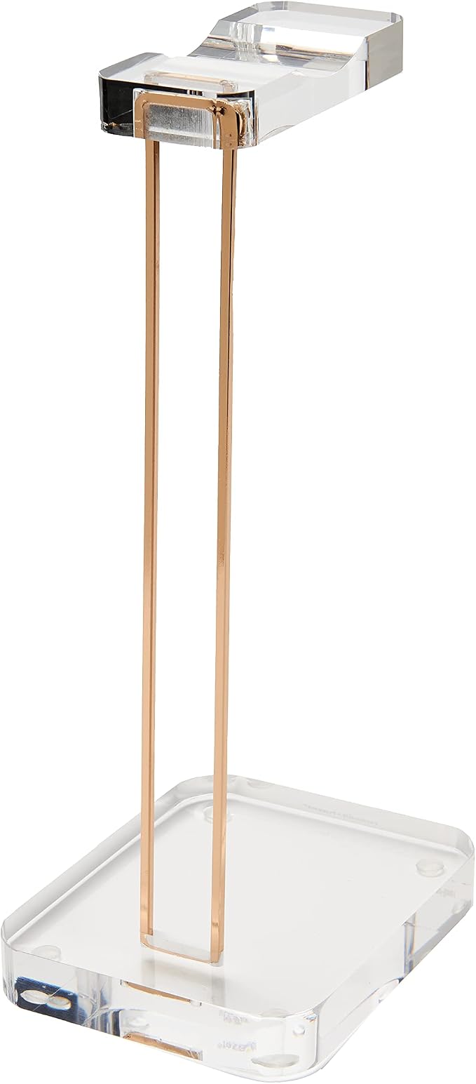RUSSELL+HAZEL Acrylic Headphones Stand with Gold Hardware, Clear Headset Holder & Desk Accessory for Home Office Workspace Organization, 4" x 5" x 10.5"
