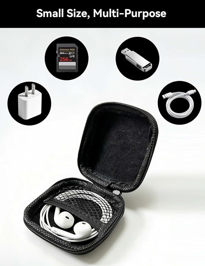 MAS CARNEY Earphone Case, Headphone Earbud Hard Protective Carrying earplug Case Bag for Wired Earphones MP3 Small Items