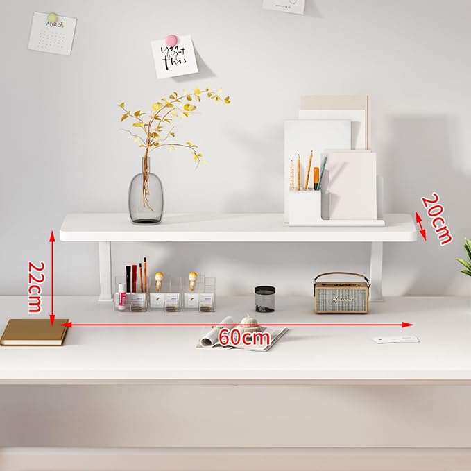 Clamp on Desk Shelf, 23.6x7.8in Desktop Extender Klemmbares Schreibtisch Organizer Regal Adjustable Floating Desks Shelf for Office, Dorm, Home Desk Organization, White
