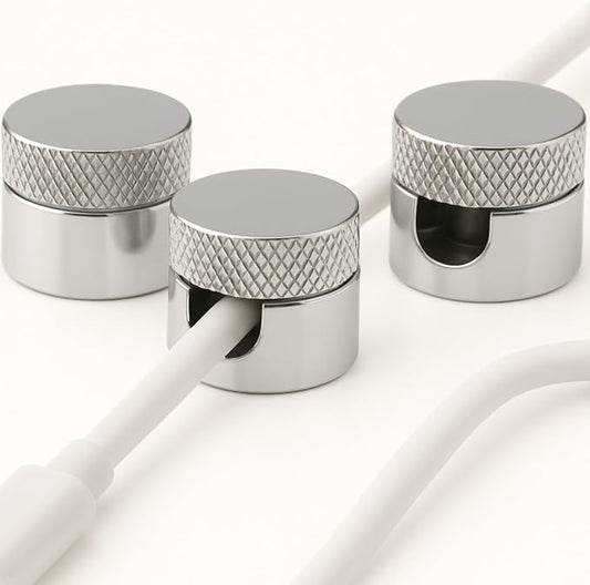 3PCS Premium Cord Holder for Nightstand, Computer Cord Organizer for Desk, Appliance Cord Organizers, Stick-On Cable Clip for Charger, Laptop, USB, Headphones, Wire Management Set, Silver