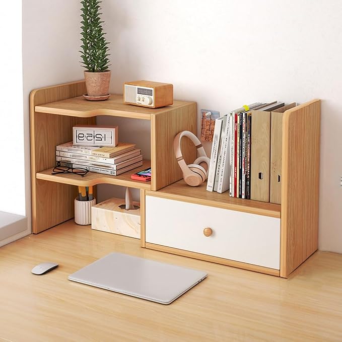 Customizable Multi Layer Desk Organizer for Home, Office Organizers and Storage, Corner Bookshelf on The Desk (Color : Left corner with 1 door, Size : Yellow)