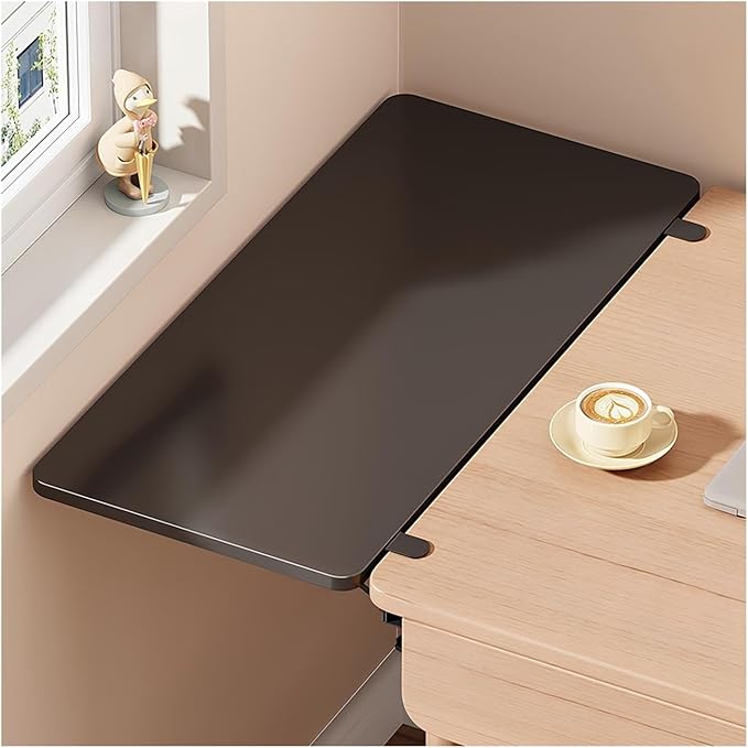 Desk Extender Tray, Wall Mounted Folding Table for Small Spaces, Computer Keyboard Tray with Punch-Free Clamp, Foldable Desk Extension Board for Home Office(Black,70 * 20cm/27.6 * 7.9in)