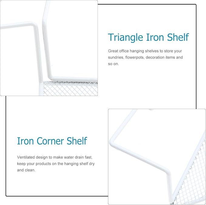Housoutil 2PCS Corner Wall Shelf,Office Cubicle Floating Corner Shelf, Iron Desk Sundries Storage Rack Office Cubicles Hanging Corner Shelf Corner Hanging Shelf (White)