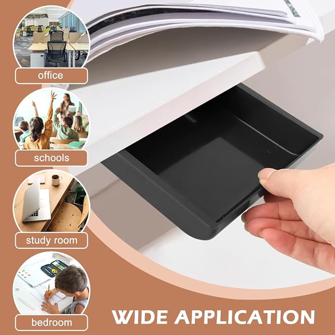 2pcs Under Desk Drawer, Self-Adhesive Pull Out Table Tray, Stick On Desk Drawer Pencil Holder Mounted Desktop Stationery Storage Organizer for Office Supplies & Home Essentials