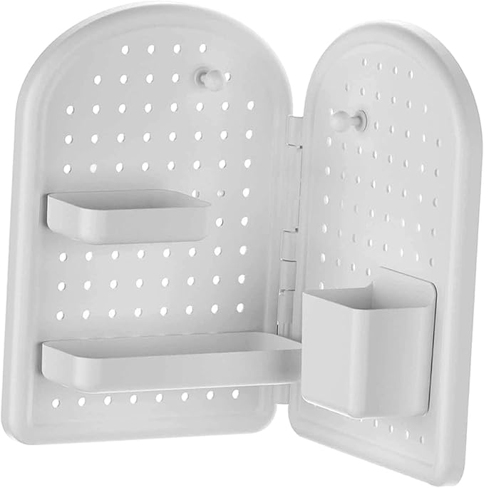 Desktop Corner Organizer Shelf Pegboard Shelf Storage Stand Wall Shelf Bracket Made of PP Material for Office Apartment Study Workshop, White