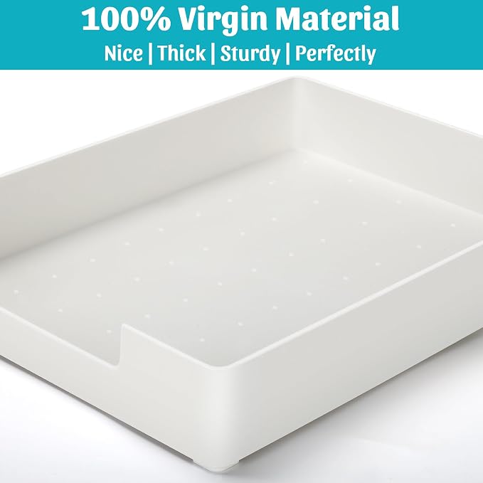 Letter-Size Tray Desk Letter Tray Paper Tray, Sturdy Heavy-Duty Plastic Printer Paper Tray, Single-Tier Stackable File Storage Organizer for Office Home (White ×2)