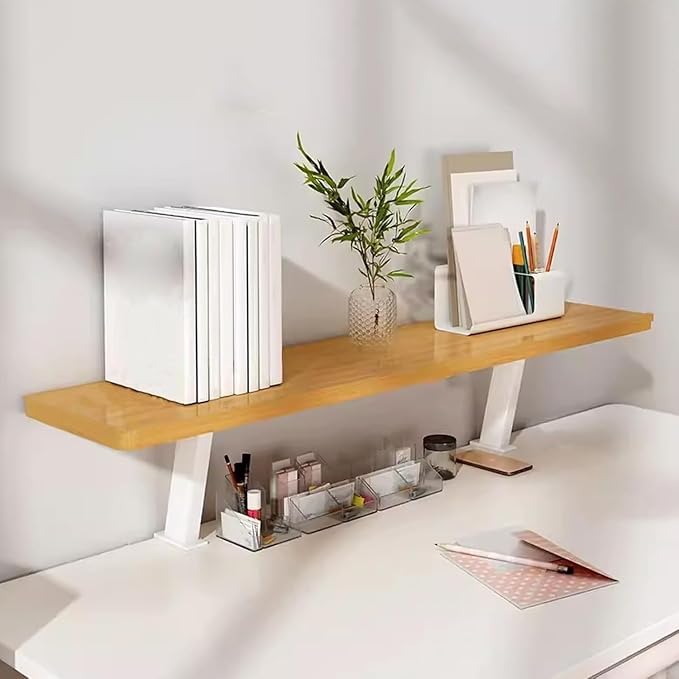 Clamp on Desk Shelf – Adjustable Desk Extender with C-Clamp, No Drill Floating Desk Organizer Shelf for Home Office Dorm Workstation, Space Saving Desktop Extension Side Table (Walnut, 40cm/15.7")