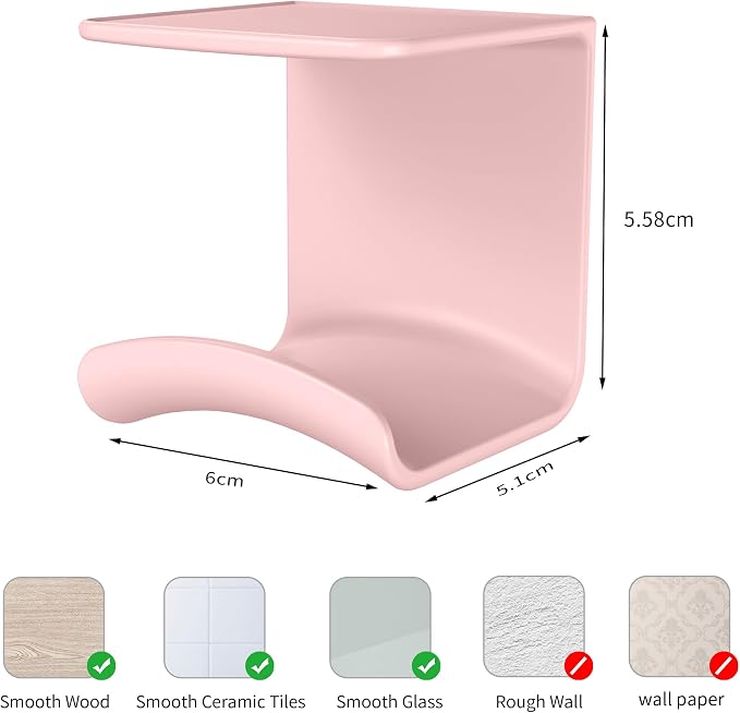 HomeMount Under Desk Headphone Holder - Adhesive Headphone Stand Hanger Table Mount for Most Headphones(Pink-2P)