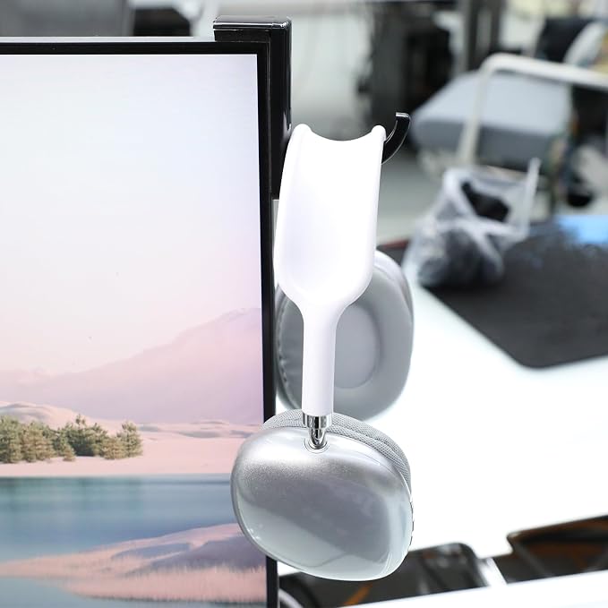 2pcs Monitor Headphone Stand Hook Headset Holder Hanger Adhesive Gaming Earphones Hanger Stick-on Support for Computer Over Ear Earphone Monitor Screen Edge Wall Mount Gaming Desk Accessories