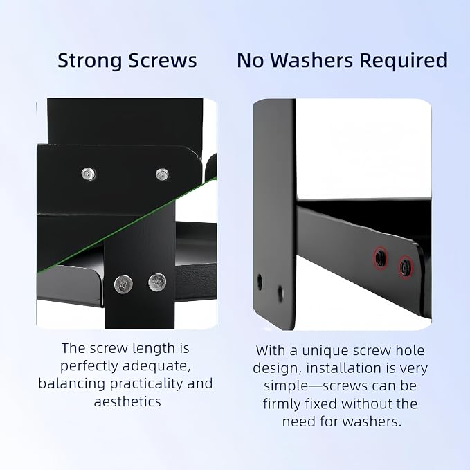 Office Cubicle Shelf Storage Organizer Accessories Height Adjustable Cubicle Corner Shelf with Hooks (Black, Double Layer)