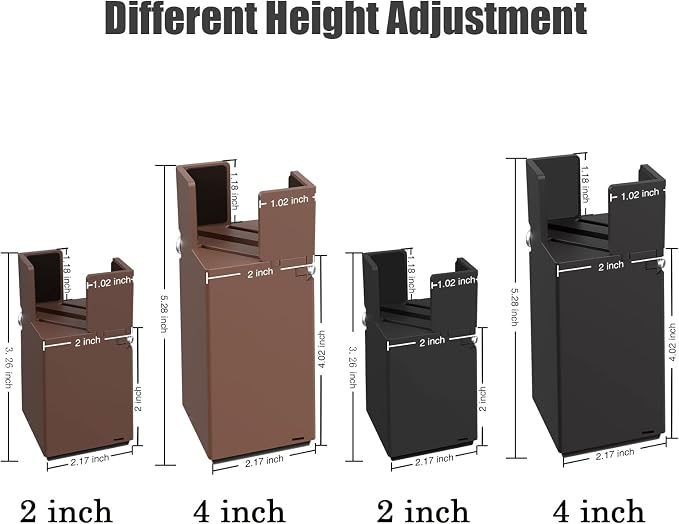 Sephyroth Adjustable Bed Risers Furniture Risers 4Pack with Screw Clamp.Table Desk Chair Risers.Bed Risers 4Inch Fit Furniture's Square/Round Leg Diameter from 0.8''–1.6'' (4Inch Black)