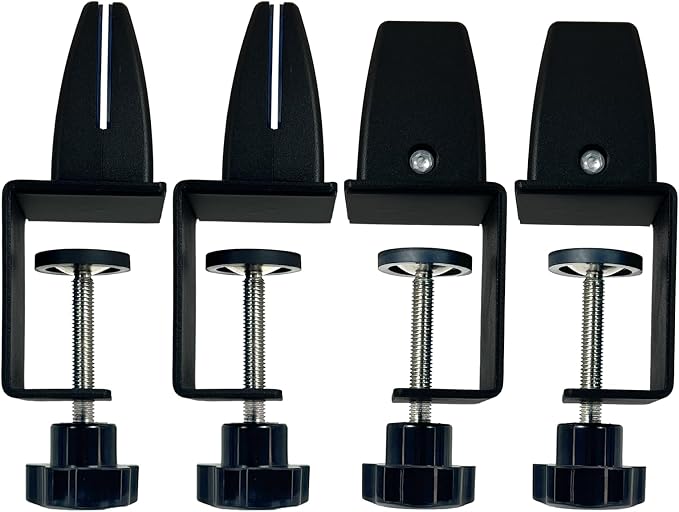 4-Pack Adjustable Aluminum Desk Clamps - Fits 1/8" to 51" Panels, Black Plexiglass/Privacy Screen Clips for Office Dividers & Sneeze Guards