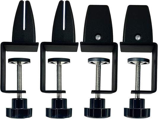 4-Pack Adjustable Aluminum Desk Clamps - Fits 1/8" to 51" Panels, Black Plexiglass/Privacy Screen Clips for Office Dividers & Sneeze Guards