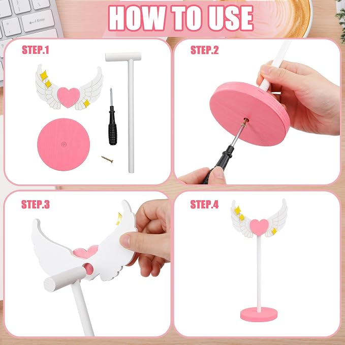 Kingdder Wings Headphone Stand Cute Wood Headphone Stand Adorable Headset Holder Accessories Gamer Gifts for Teenage Teacher Women Girlfriend Office Worker Wife Gamer Room Office Desk