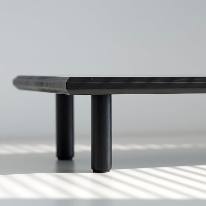 Bamboo Dual Monitor Stand Riser with Underneath Storage, Ergonomic Desk Shelf Supports PC Computer Monitor, Printer, TV for Home, Office, Black