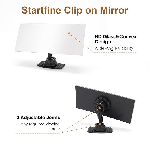Stick-on Desk Security Mirror Convex Office Cubicle Mirror to See Behind You for Safety Rear-View Monitor for Work Station Cubicle Desk Computer PC Car(Rectangle 6.69"x2.95" Frameless)