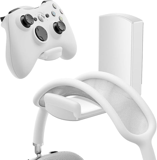 Sticky Headphone Stand Controller Holder - EURPMASK Upgraded Adhesive Gaming Headset Hook, Headphone Holder for Desk with Soft Rubber Pads, Universal PC Gaming Accessory Controller Headset Stand,White