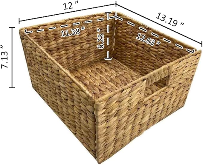 eHemco Hampton Meadows 3 Tier X-Side End Storage Cabinet with 6 Wicker Baskets, Walnut