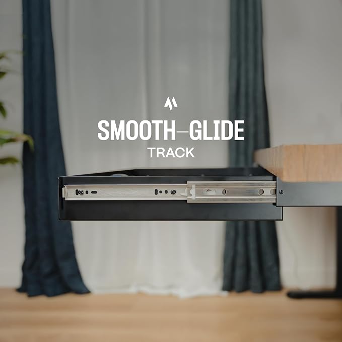 Under Desk Drawer Slide Out Attachment - Carbon Steel Undermount Table Drawer with Cable Management, Pull Out Add-On Storage for Office & Standing Desks (7.5" x 8" x 2.8")