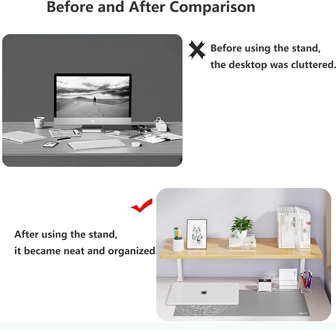 Clamp on Desk Shelf, Desktop Shelf Organizer Space Saving Desk Storage Rack for Office Study Home Dorm No Drill (39.3 x 7.8 in)