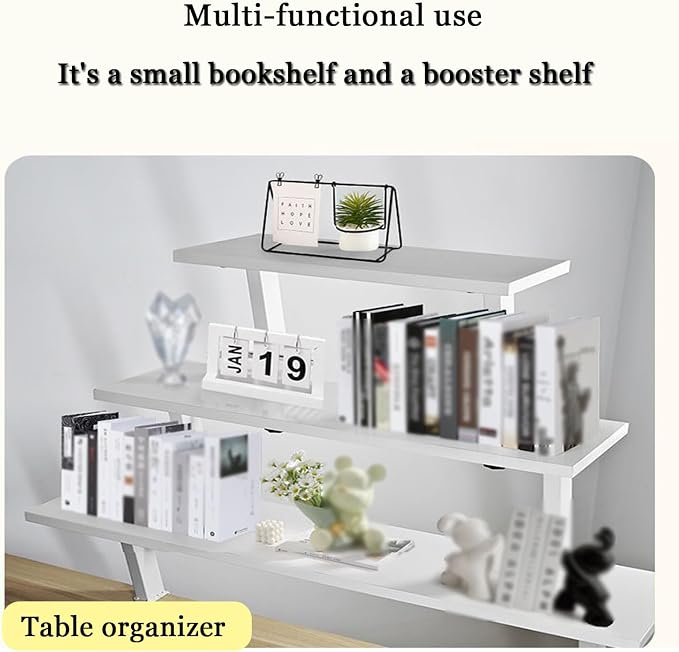 32x7.8 in Clamp on Desk Shelf, Adjustable Floating Desks Shelf Space Saving Desktop Extender Storage Organizer for Office, Dorm, Home Desk Organization, White