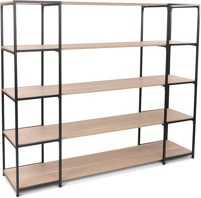 CB Home Square Modular Storage System (Black/Natural, Wide 5-Tier Shelving)