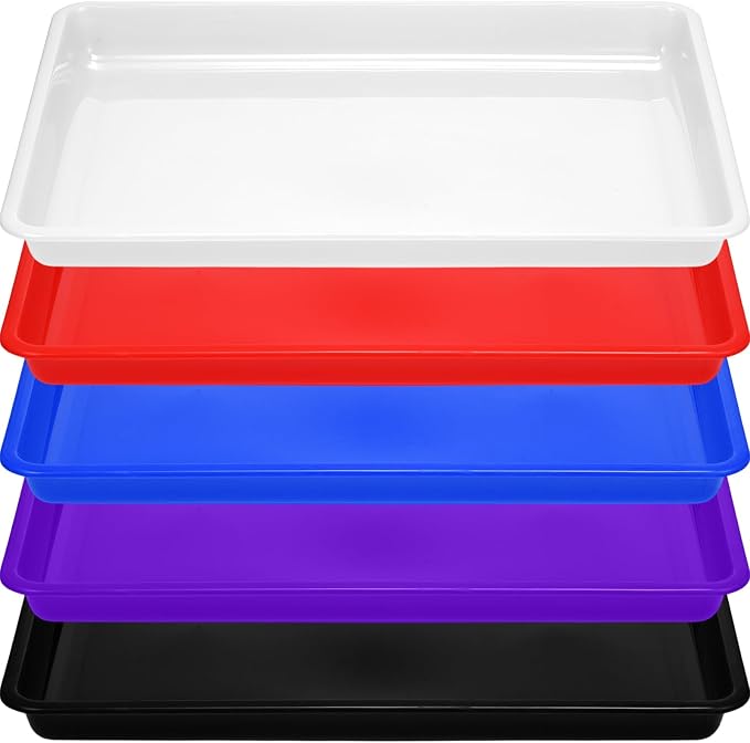 Hoteam 10 Pcs Flat Storage Organizer Tray Bin Paper Tray for Classroom Plastic Stackable File Organizer for School Office Teacher Book Organization(Simple Color,16.14 x 11.81 x 1.38 Inch)