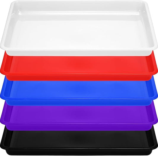 Hoteam 10 Pcs Flat Storage Organizer Tray Bin Paper Tray for Classroom Plastic Stackable File Organizer for School Office Teacher Book Organization(Simple Color,16.14 x 11.81 x 1.38 Inch)