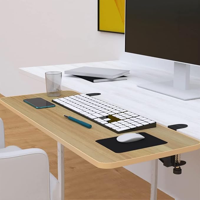Desktop Computer Desk Extender with Foldable Extension Tray and Ergonomic Mouse Arm Support Shelf for Office Use (Black 68cm)
