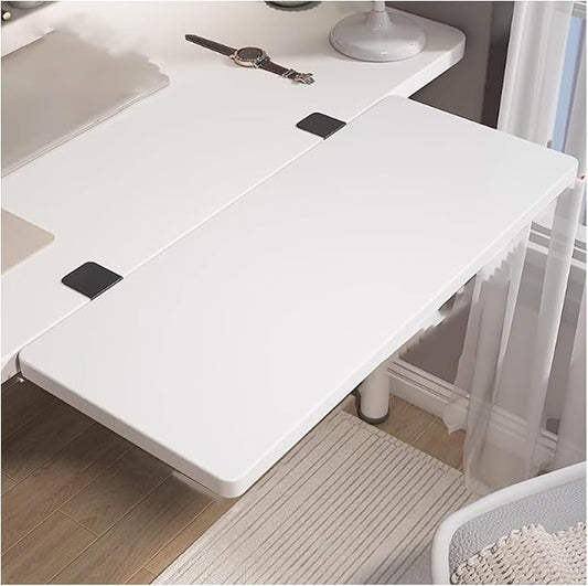 Ergonomic Desk Extender Tray, Clamp-on Kitchen Table Extension, Adjustable Computer Armrest Stand, Space-Saving Home Office Desktop Organizer White L47.2*W9.4in