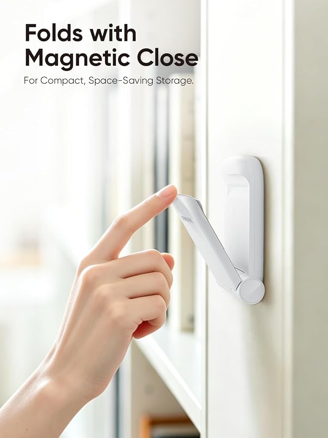 MAMUVIMO Headphone Stand, Headset Stand Foldable ＆ Sticky, Headphone Holder Hook Mount with Non-Slip Silicone, Adhesive Earphone Desk Hanger Clip Space-Saving for Airpods Max, All Earphones-White