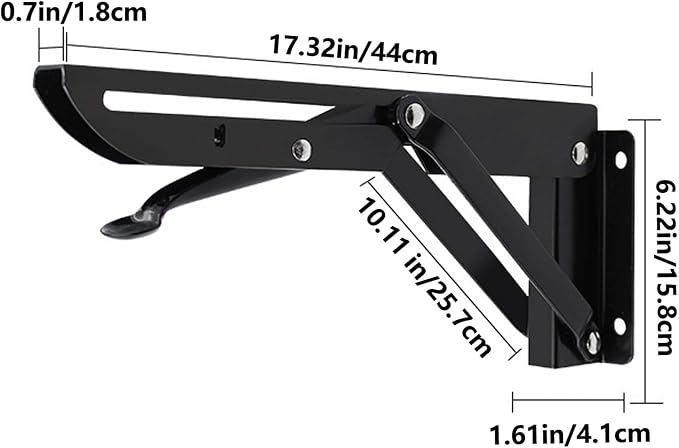 Folding Shelf Brackets 18 Inch - Heavy Duty Foldable Floating Shelves Brackets, 2 Pcs Fold Down Shelf Wall Mounted, Black Folding Table Brackets with Wall Screw, Max Load 132lb
