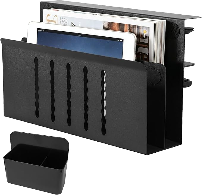2 Tier Clamp On Desk Shelf, Metal Side Desk Organizer with Pen Holder for Home and Office, Laptop Holder No-Drill Mount for Desktops Up to 2.1 inch Thick